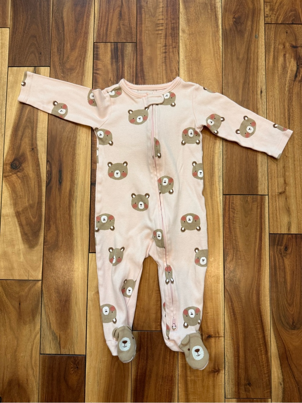 Carter's Pink Bear-Print Footed One-Piece